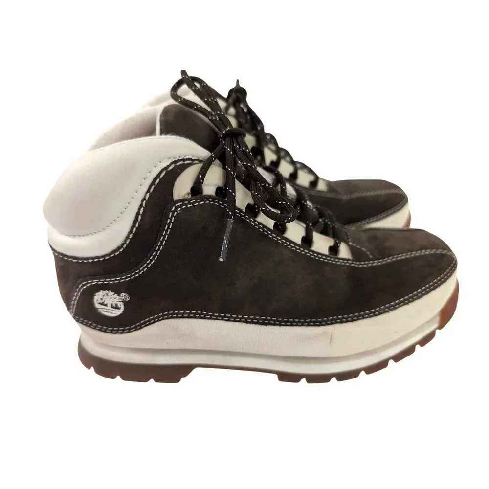Timberland Juniors Euro Dub Boots Youth 4 Brown Leather‎ Outdoor Hiking School